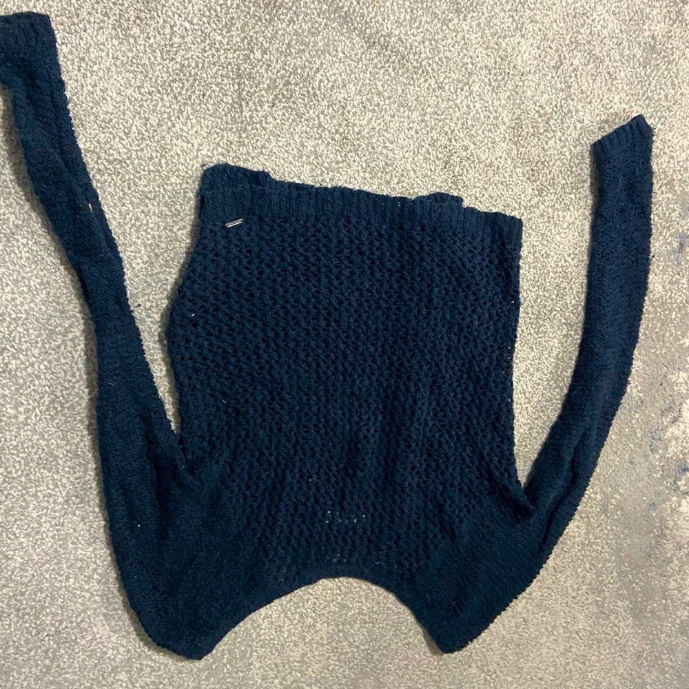 Abercrombie and Fitch navy blue knit-like sweater see through.